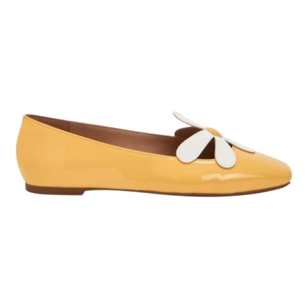 Yellow Patent Floral Applique Women's Flat - Picture 3 of 5